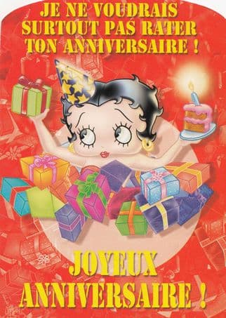 Betty Boo Eating Happy Birthday Greetings Cake French Postcard