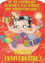 Betty Boo Eating Happy Birthday Greetings Cake French Postcard