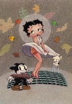 Betty Boo & Mickey Mouse Wind Upskirt Heart Suspenders Hollywood Postcard