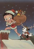 Betty Boop Santa's Helper Mickey Mouse Rare Postcard