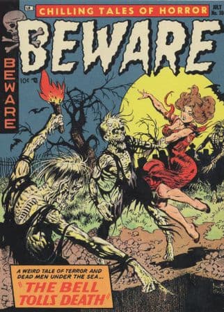 Beware For Whom The Bells Toll Sea Zombies 1950s Comic Postcard