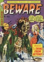 Beware The Thing From Beyond 1950s Zombie Comic Book Postcard