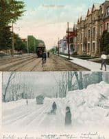Bicycle Chasing Tram at Grand Allee Quebec Canada Old Postcard & MORE