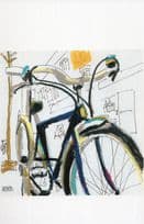 Bicycle on College West Toronto Canada Sketch Painting Postcard