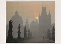 Bicycle Prague Sunrise at the Charles Bridge Czech Republic Postcard