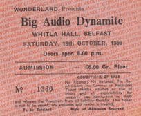 Big Audio Dynamite Whitla Hall Belfast Irish 1986 Concert Ticket