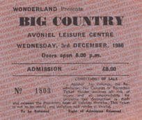 Big Country Avoniel Leisure Centre Belfast Irish 1986 Concert Ticket