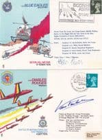 Biggin Hill Blue Eagles Diables Rouges 2x Hand Signed RAF Military FDC s