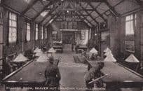 Billiard Room Beaver Hut Canadian YMCA London Military Postcard