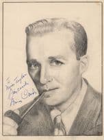 Bing Crosby Film Actor Large Hand Signed Old Painting Drawing & Letter