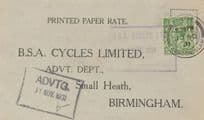 Birmingham 1931 Old BSA Motor Bike Bicycle Shop Postcard
