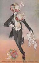 Birthday Sheet Music Marital Argument Old Comic Postcard