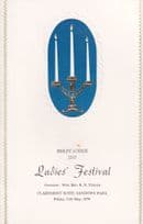 Bisley Lodge Sandown Park Ladies 1970s Masons Festival Menu