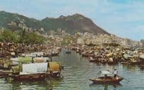 Boat People In Causeway Bay Typhoon Shelter Hong Kong Photo Postcard