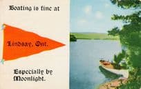 Boating Is Fine At Lindsay Ontario Moonlight Old Canada Postcard