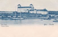 Boats at Abo Slott Turun Linna Antique Finland Postcard