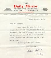 Bob Butchers Newsboy Daily Mirror Horse Race Tipster Signed Letter