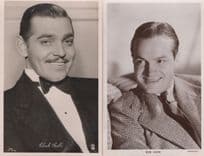 Bob Hope Clark Gable 2x Real Photo Hollywood Vintage Postcard s