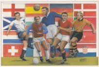Bobby Moore Dixie Dean Duncan Ferguson Billy Wright Football Painting Postcard
