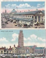 Boston Mass Canadian Market 2x Old Postcard s