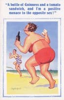 Bottle Of Guinness Tomato Sandwich Sex Monster Comic Old Postcard