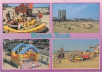 Bouncy Castle Ladybird Roundabout on Margate Beach Postcard