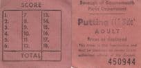 Bournemouth Dorset 18 Golf Hole Putting Course Vintage Ticket