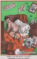 Boy Bedroom Vandal Broken Mirror China WW1 Fred Spurgin French Comic Postcard