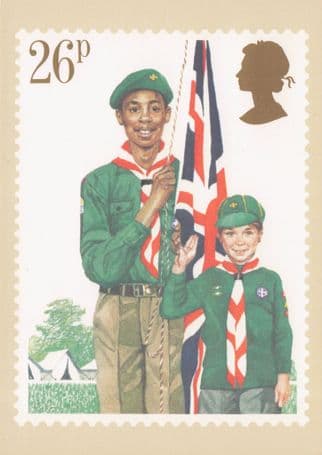Boy Scouts Cubs Union Jack Flag Royal Mail Stamp Ltd Edn Postcard