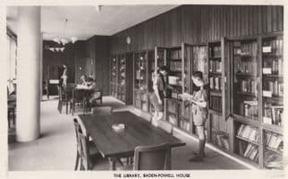 Boy Scouts Library at Baden Powell House London Old Real Photo Postcard