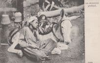 Boy Sleeping Next To Donkey Stick Antique Egyptian Postcard