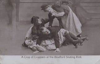 Bradford Skating Rink Fallen Over Disaster Antique Real Photo Comic Postcard