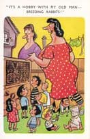 Breeding Rabbits Bunny Comic Humour Old Postcard