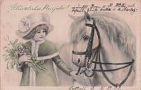 Breslau German Horse & Child Owner Trainer Antique Postcard