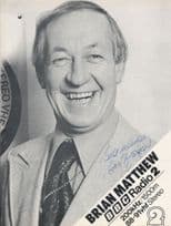 Brian Matthew Vintage BBC Radio 2 DJ Large Signed Picture Autograph