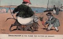 Bridlington Putting On Weight Gain Fat Lady Yorkshire Comic Old Postcard