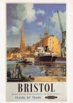 Bristol Travel By Train Advertising Painting Postcard