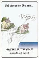 British Coast in Landslide Disaster Warning True Life Big Comic Humour Postcard