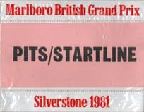 British Grand Prix 1989 Silverstone Private Pits Pass Startline Entry