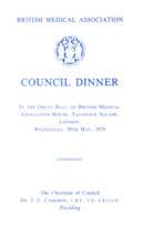 British Medical Association London 1979 Dinner Menu
