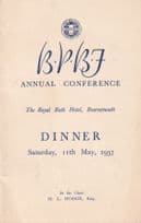 British Paper Bag Fed Bournemouth TV Mentalists 1957 Hotel Menu