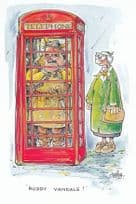 British Telecom Telephone Box Vandals Vandalsim Comic Postcard