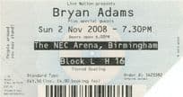 Bryan Adams Live Birmingham 2008 Concert Ticket