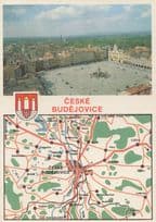 Budejovice Czech Republic Map Rare Folding Postcard
