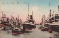 Buenos Aires Dique Y Elevadores De Granos Argentina Panama Canal Old Postcard