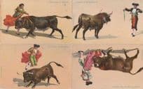 Bullfighting 4x Spanish Bull Fighter Vintage Old Postcard s