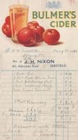 Bulmers Cider 1940s Sheffield Yorkshire Alcohol Receipt