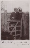 Bumping Into Nice Girl Something In The Air 2x Real Photo Comic Romance Postcard