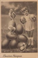 Buona Pasqua Italian 1939 WW2 Easter Bird Egg Old Postcard