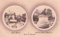 Bury St Edmunds Suffolk Soldiers Memorial Antique Postcard